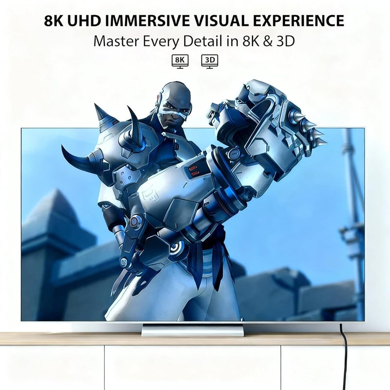 Ureegle كابل DisplayPort 8K 1.4، كابل Display Port بطول 5 أقدام، 8K@60Hz، 4K@144Hz، 2K@240Hz يدعم 32.4Gbps، كابلات DP إلى DP لشاشات الألعاب، بطاقة الرسوميات، الكمبيوتر الشخصي، اللابتوب RTX 4080/4090، RX 6800/6900 - Image 5